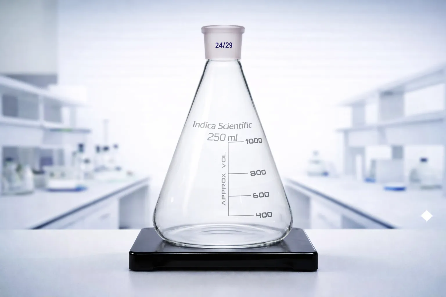 Premium conical flask with ground glass joint for apparatus connection