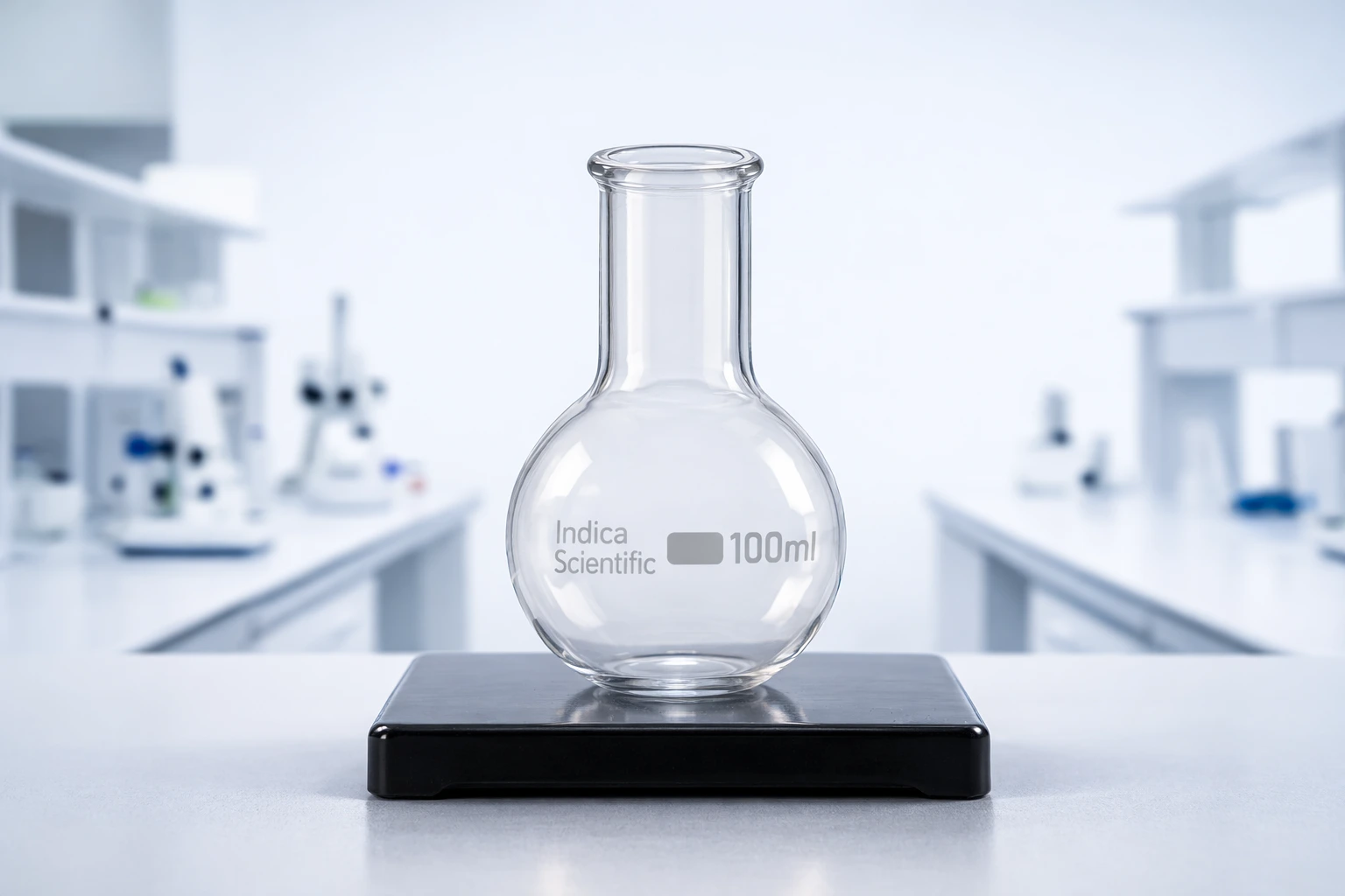 Wide mouth round bottom flask for easy access and heating