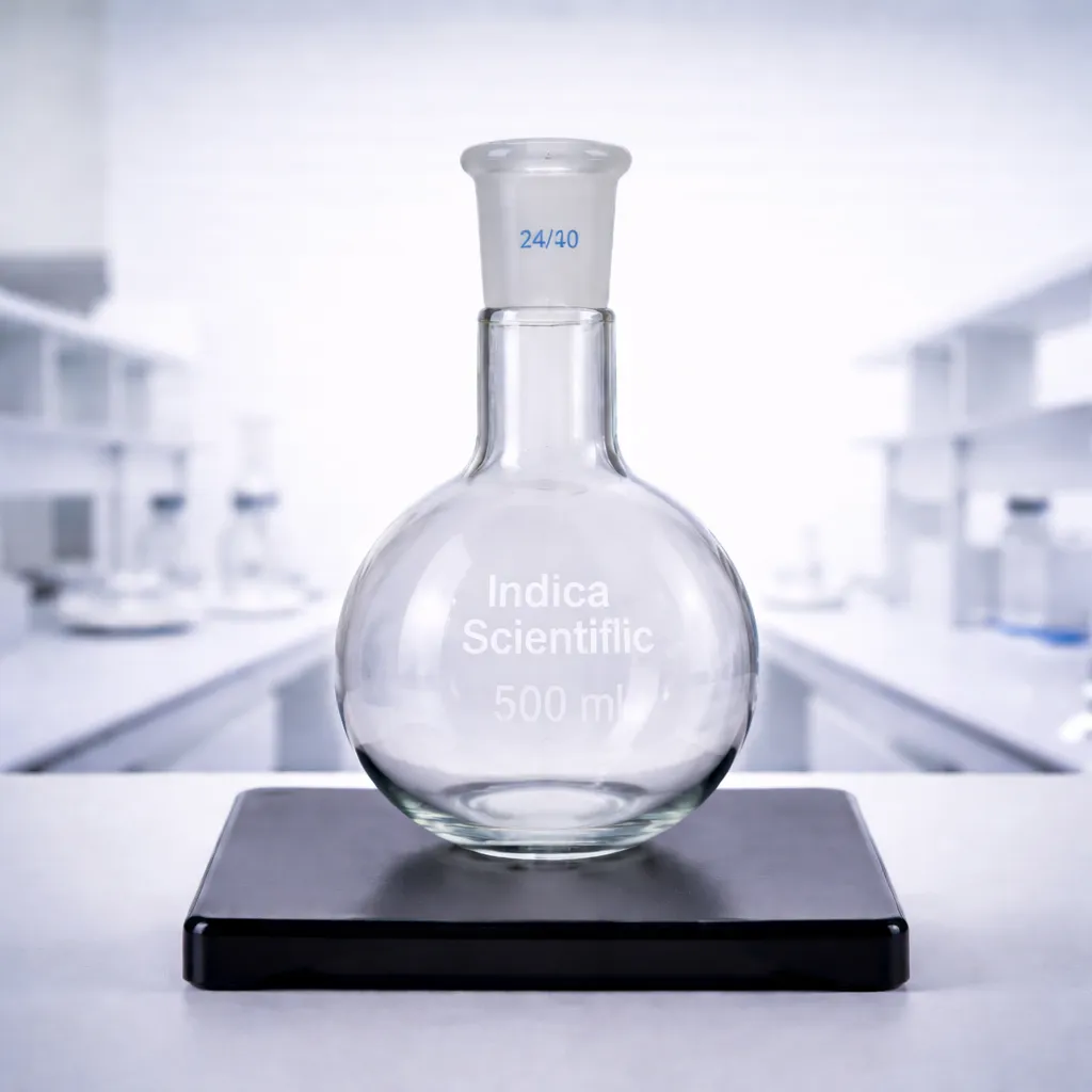 Premium round bottom flask with medium neck for uniform heating