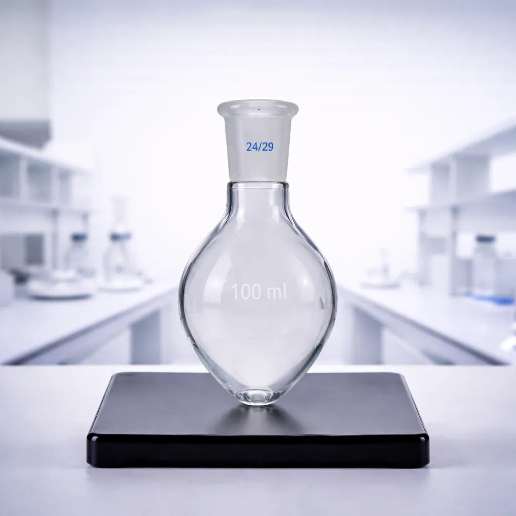 Pear shaped flask with single neck for specialized reaction